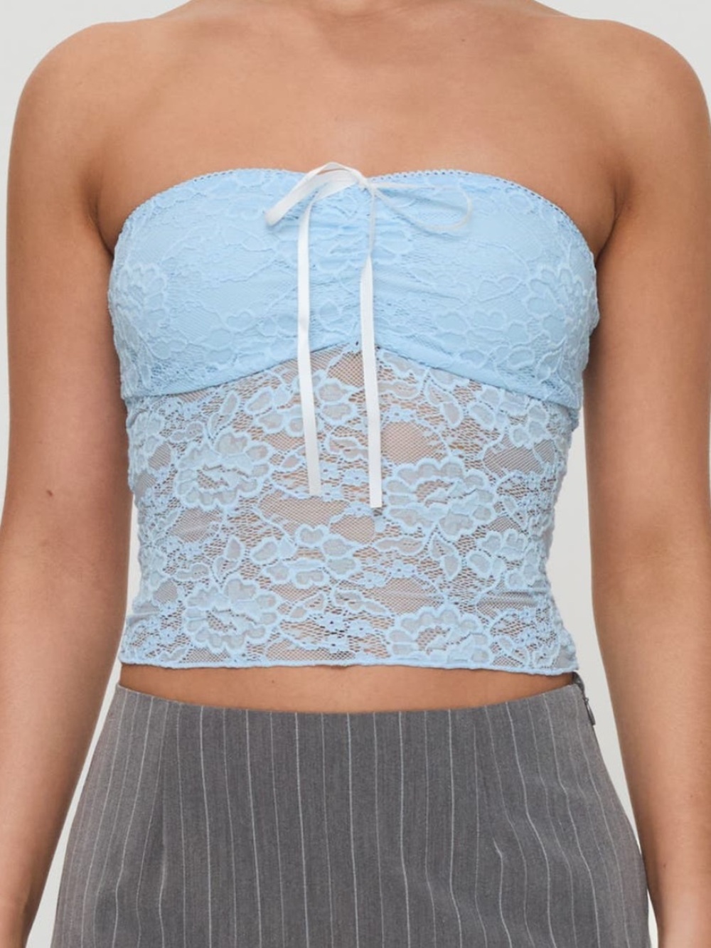 SALE PRINCESS POLLY Winnick Floral Lace Strapless Crop Top